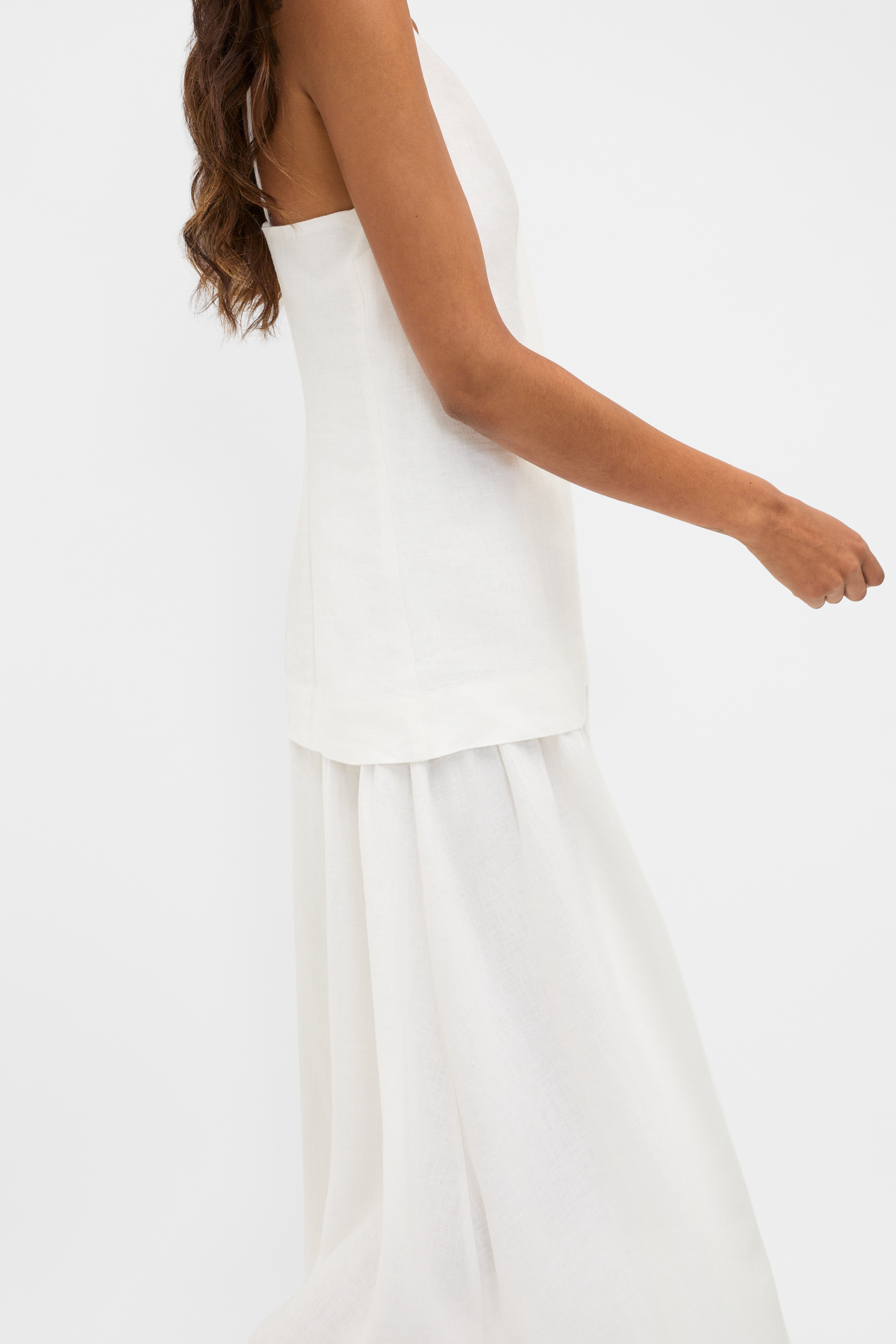 Linen Drop Waist Maxi Dress | Whisper White | Seed Heritage