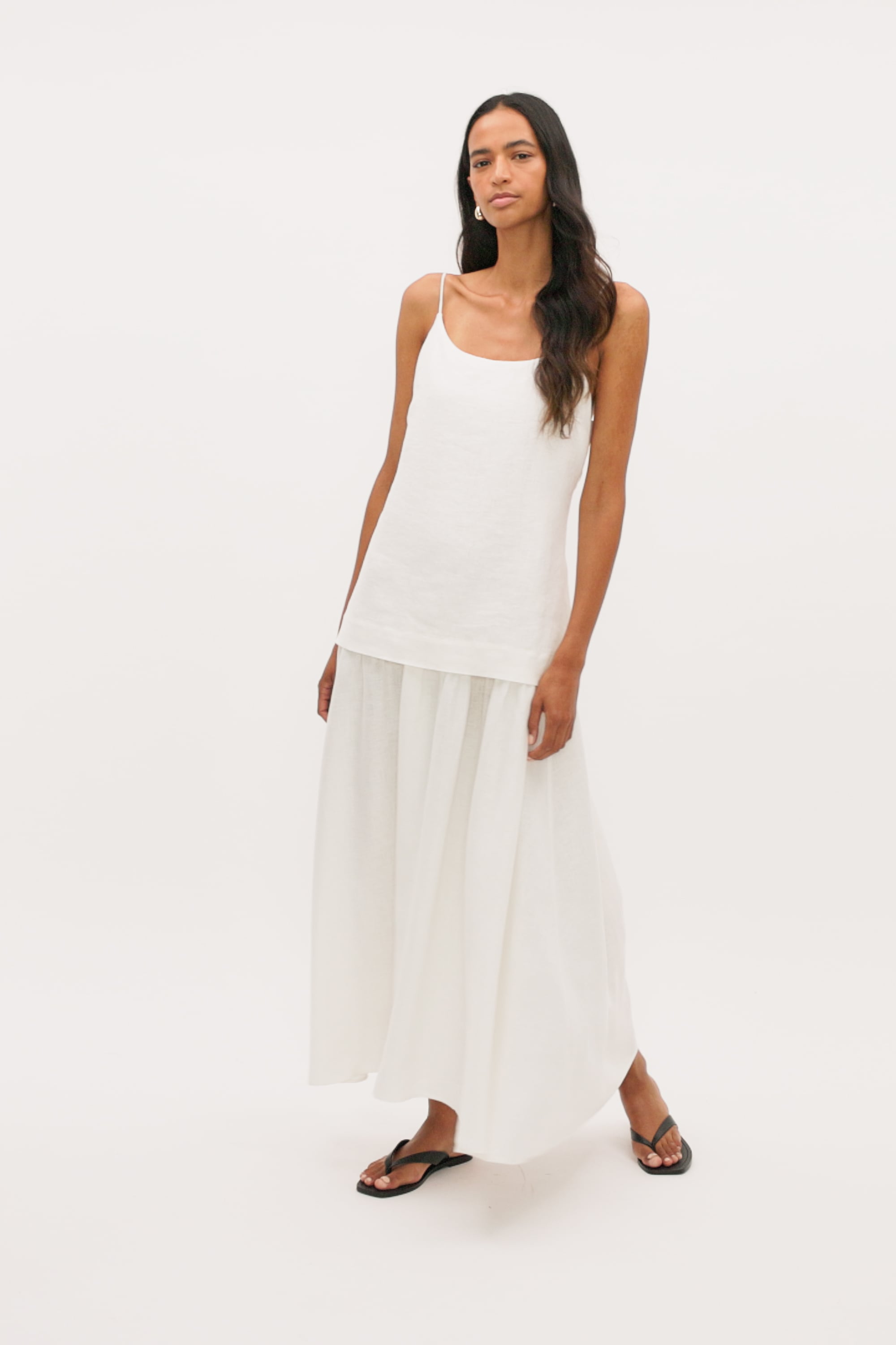 Linen Drop Waist Maxi Dress | Whisper White | Seed Heritage
