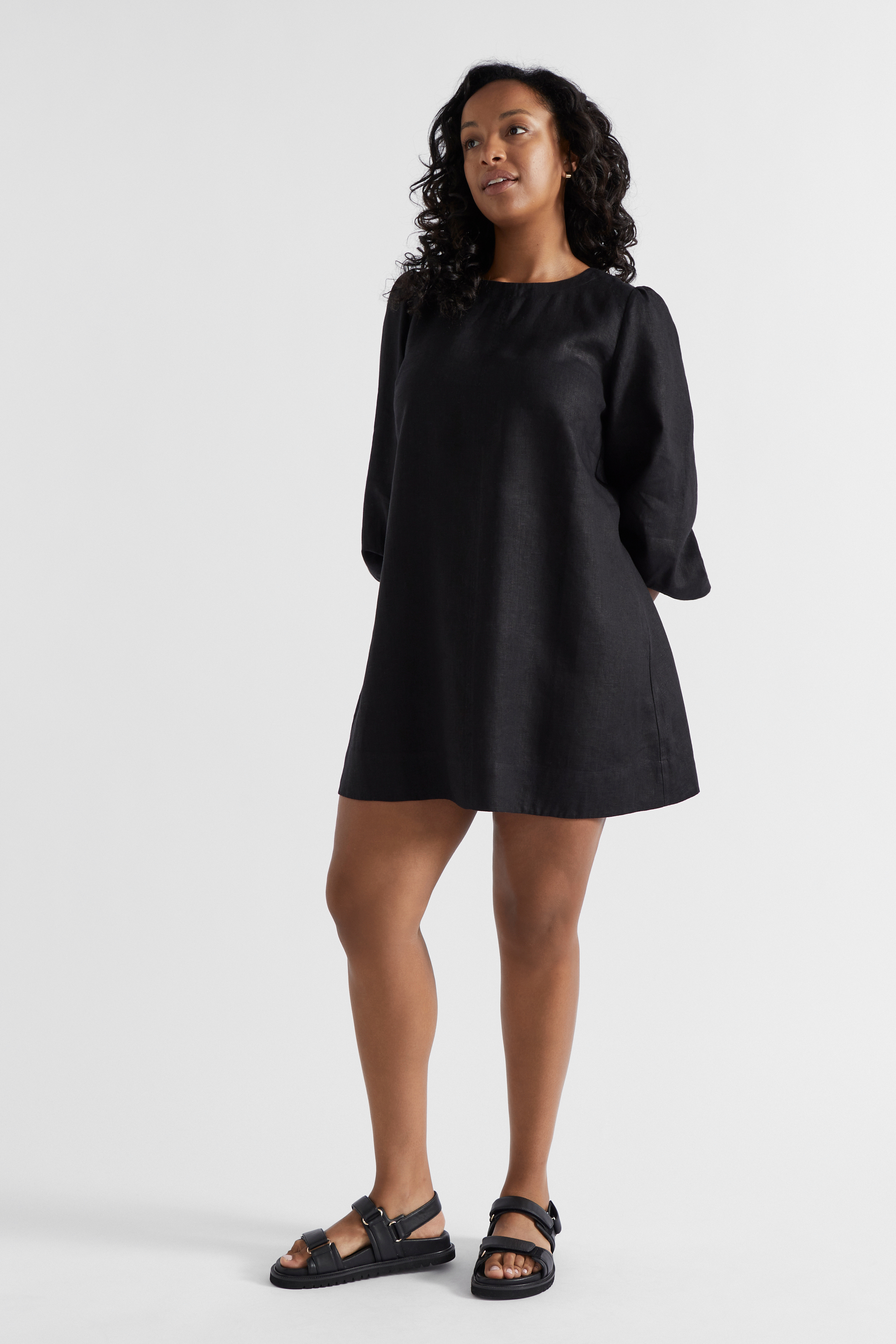 Core Linen Mini Dress | Black | Seed Heritage