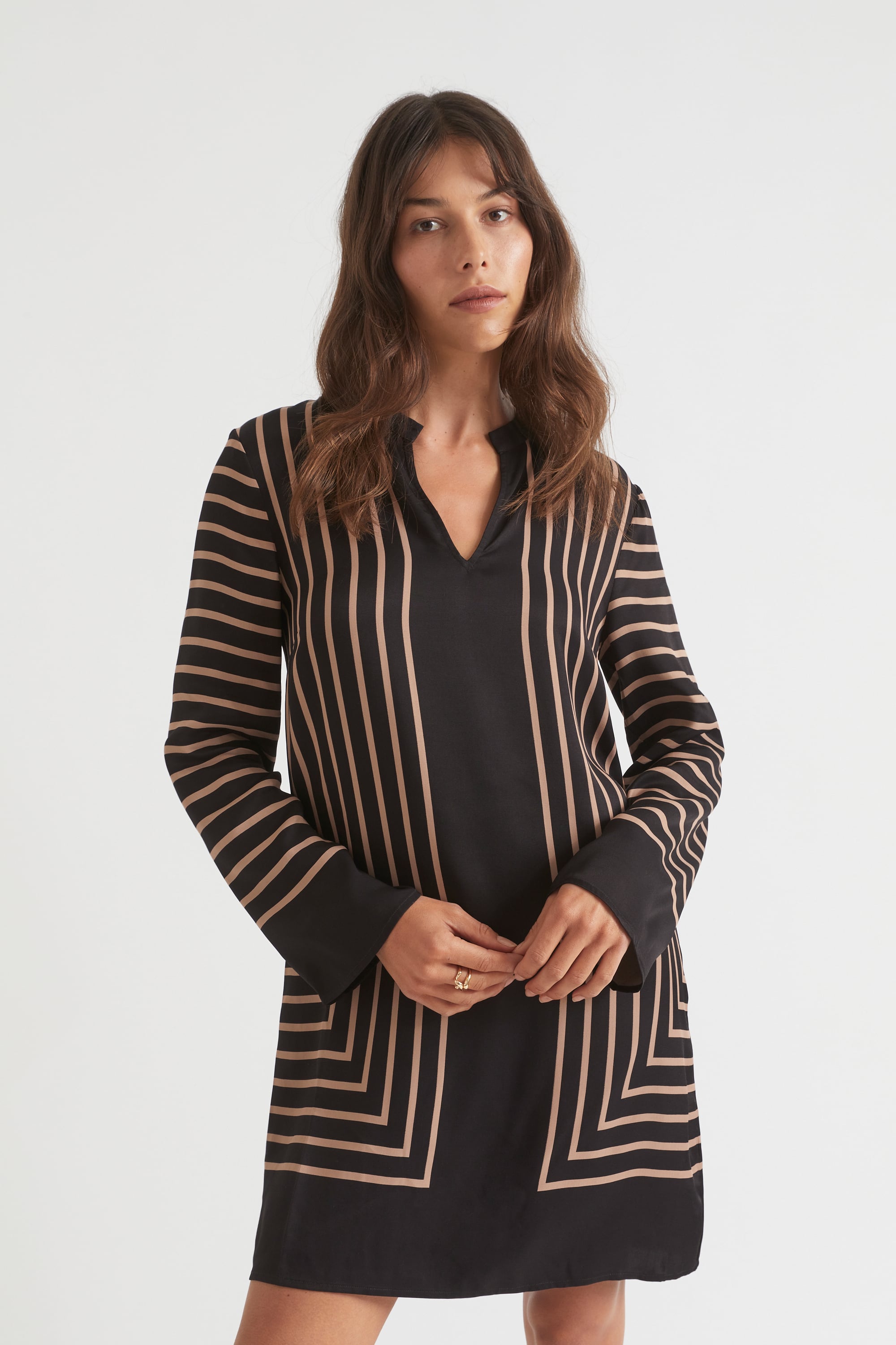 Linear Shift Dress | Rose Taupe Geo | Seed Heritage