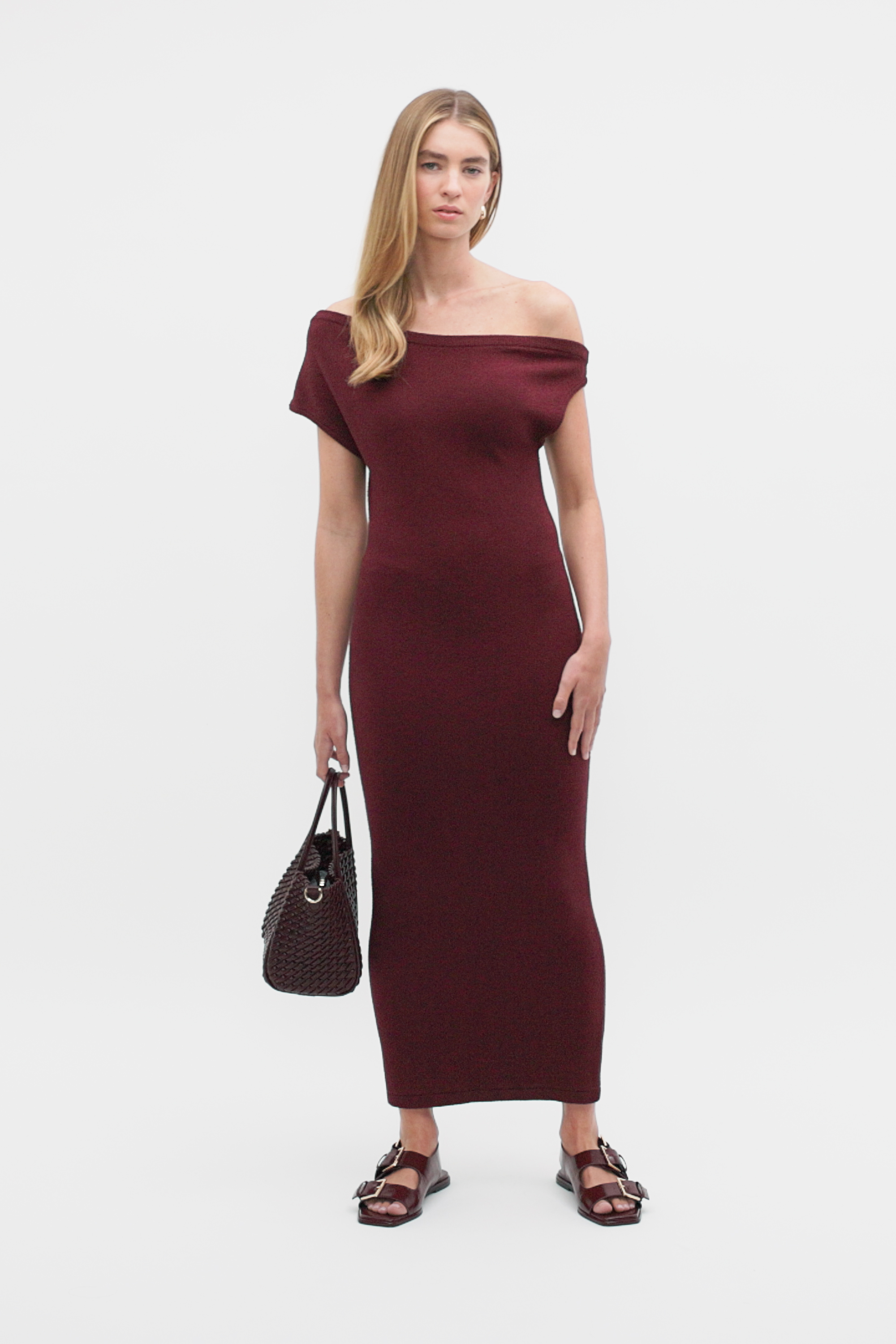 burgundy boucle dress Women's Burgundy Button-Front Boucl Dress