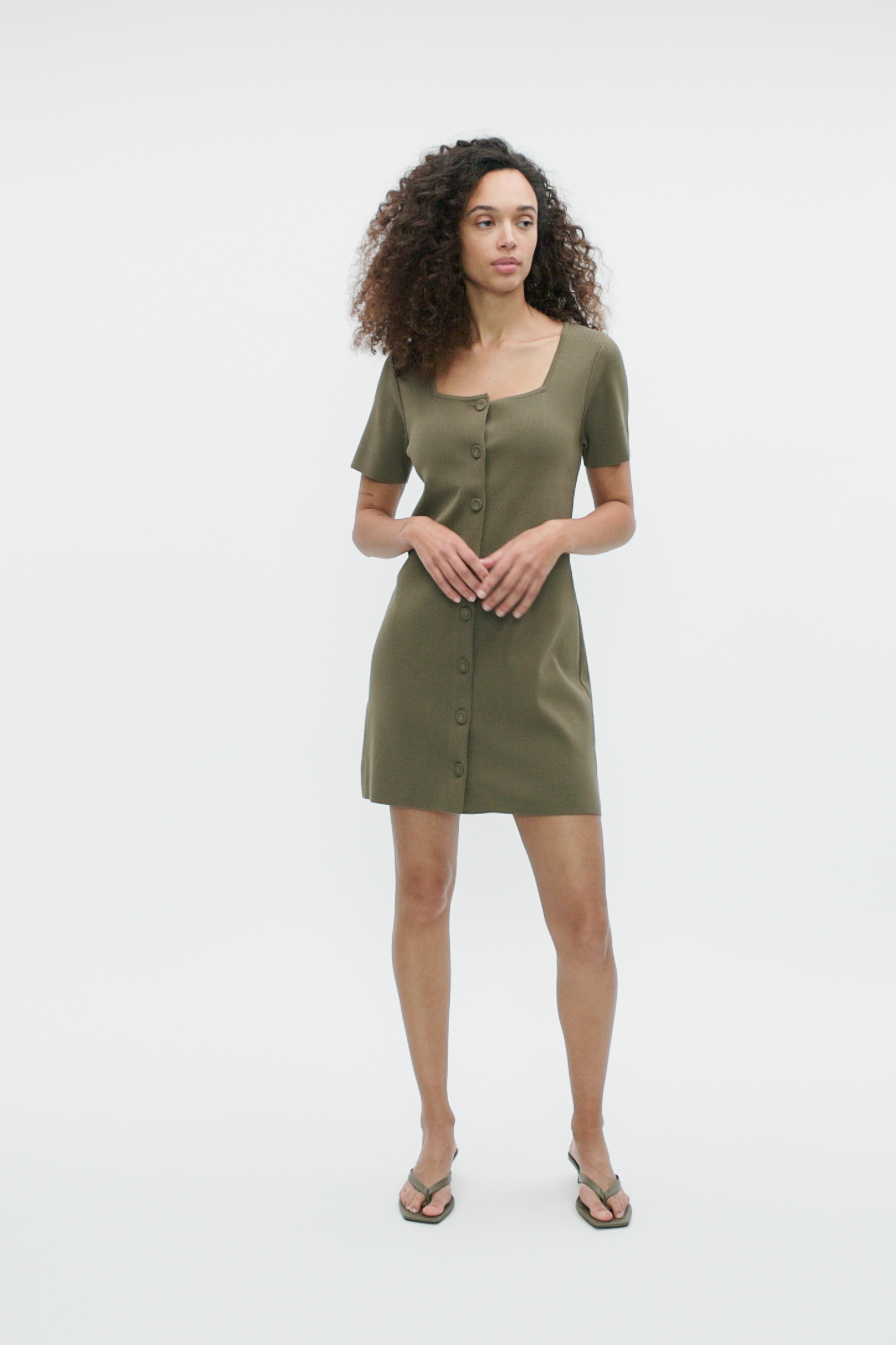crepe knit mini button dress Scanlan Theodore Crepe Knit Mini Button Dress