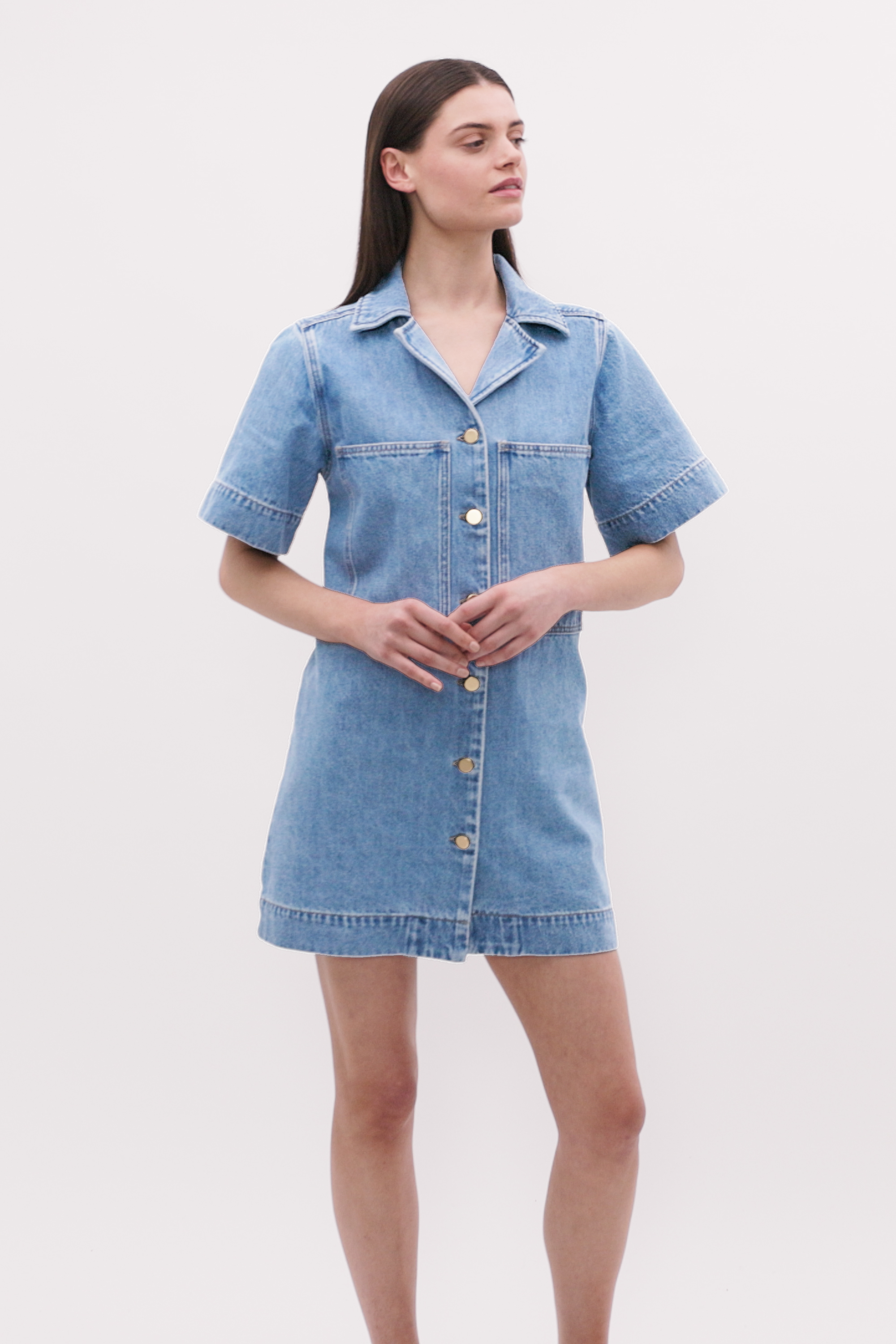 denim button through dress Denim Button Down Dress