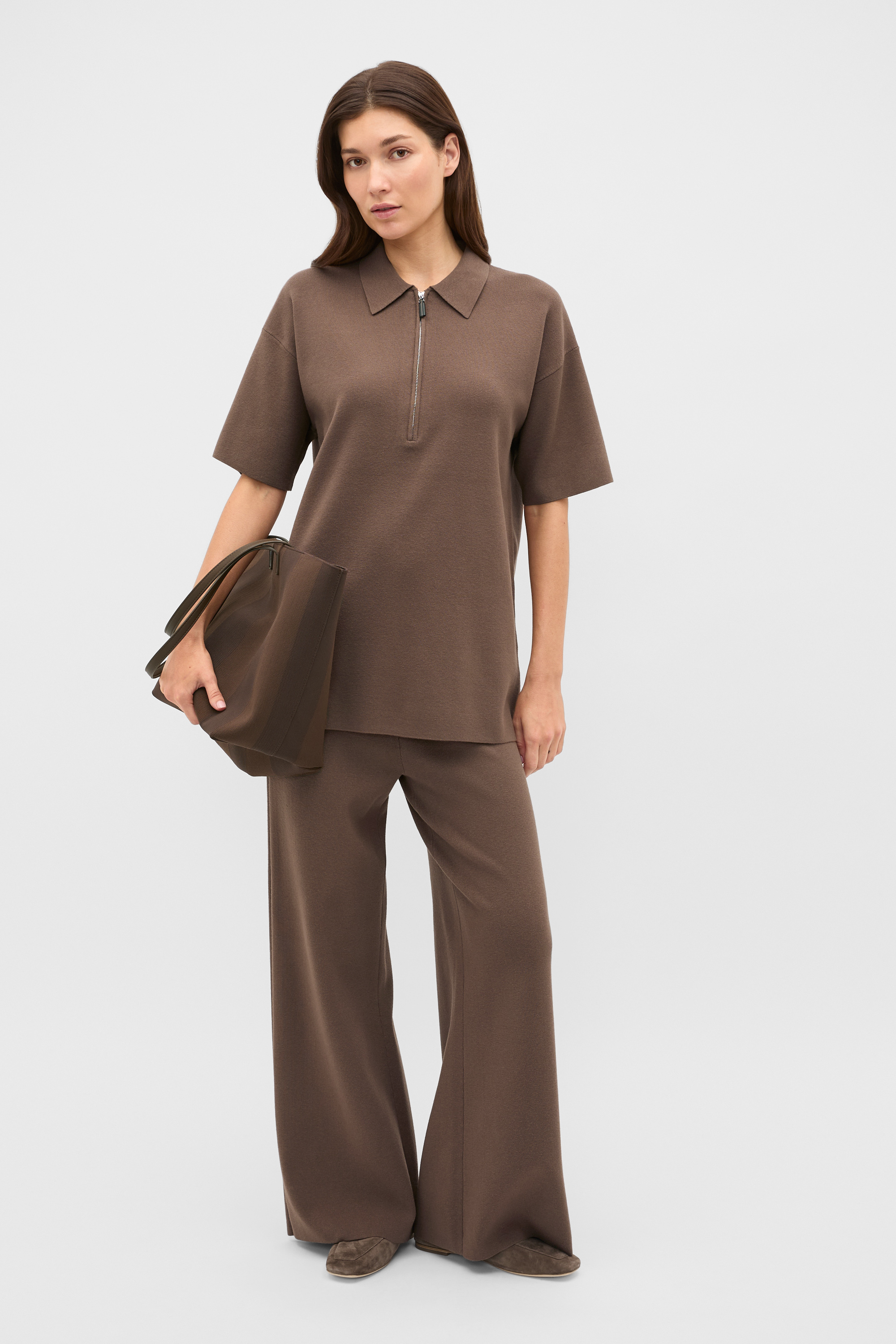 Oversized Zip Polo Knit | Chestnut | Seed Heritage