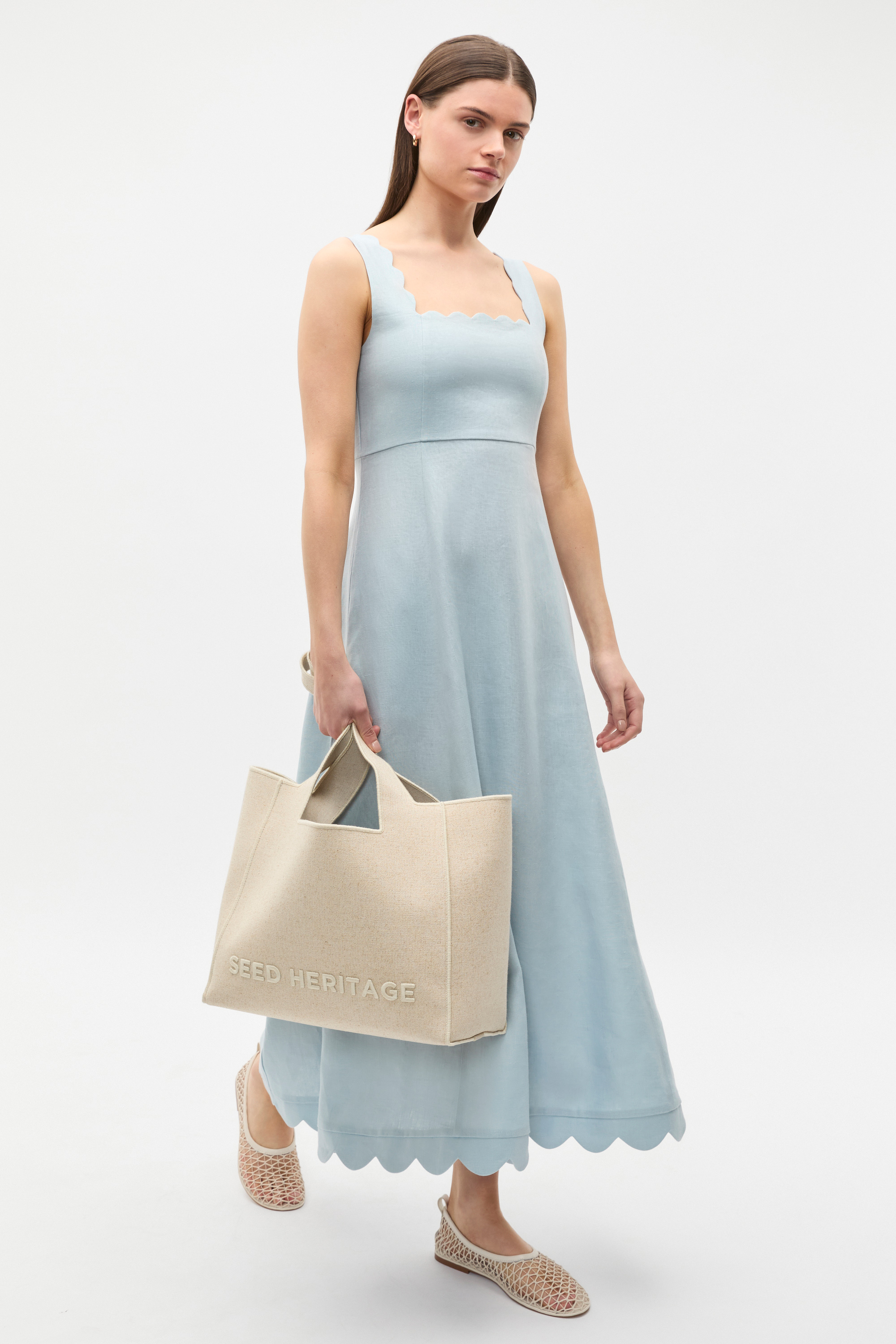 seed blue dress Linen Scallop Midi | Bluebell designed to last for girl's birthday dresses USAF ENLISTED HONOR GUARD Color:Black Lace Crochet